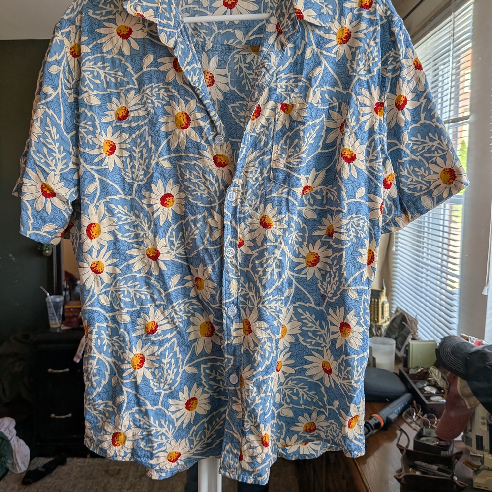 Floral Blue and Yellow Men's Shirt